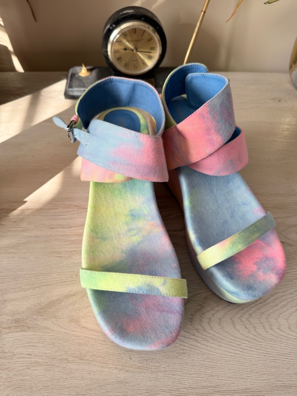 Jeffrey Campbell Pastel Tie-Dye Sandals - Blue Pink Green
